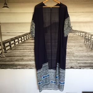 Long sheer Kimono style coverup.